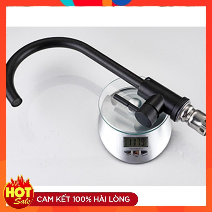 Vòi rửa bát inox 304 nóng lạnh màu đen cao cấp VRB23 - tặng đôi dây inox