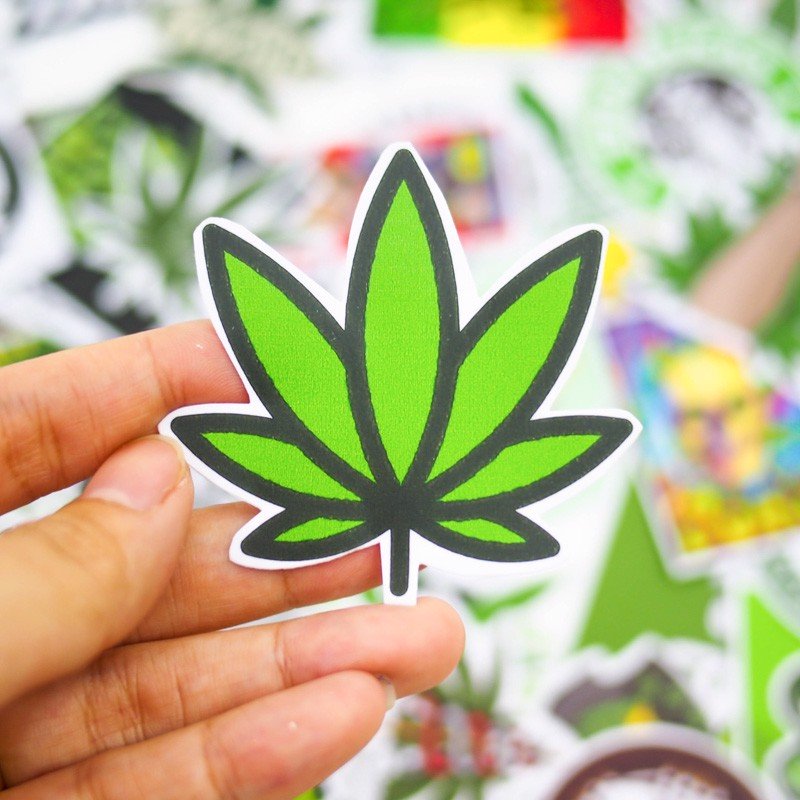 Hộp 100 Sticker Weed dán Laptop, Vali, Mũ bảo hiểm, Điện thoại, Xe máy, hình dán chủ đề Weed