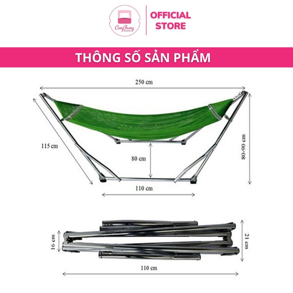 Võng Xếp TRƯỜNG NGA Khung Sơn Tĩnh Điện Phi 32 - Tặng Kèm Lưới Võng ( Chịu trọng lực 150kg )