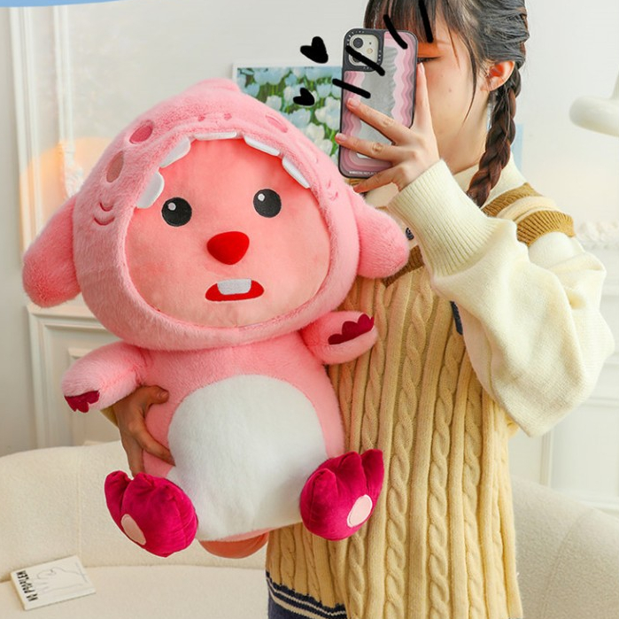 Thú nhồi bông loopy nón cá mập đáng yêu - Size từ 30cm đến 80cm - Quà tặng gấu bông hải ly cosplay cá mập êm mịn
