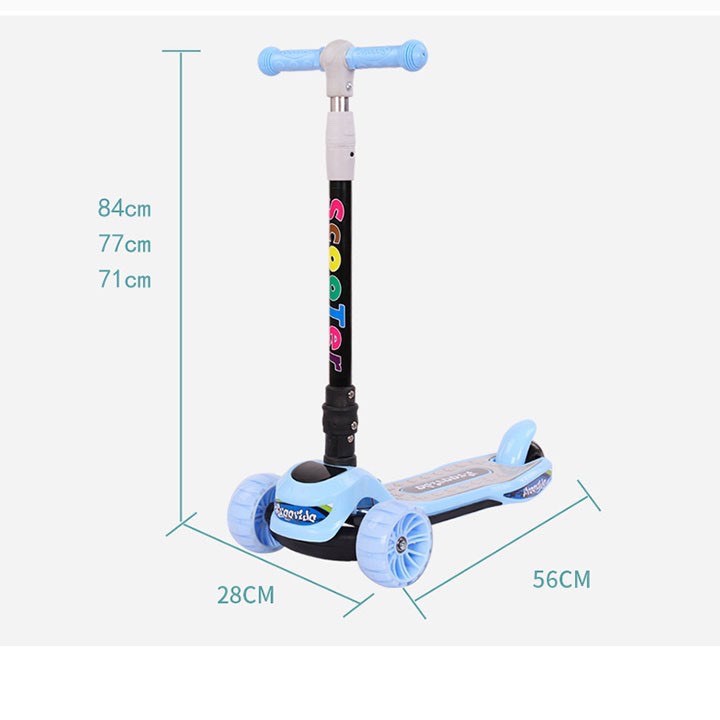 Xe Trượt Scooter Cho Bé, Xe Trượt Scooter Trẻ Em Có Đèn LED Phát Sáng, Phát Nhạc, Chất Liệu Nhựa PP An Toàn, Gọn Nhẹ