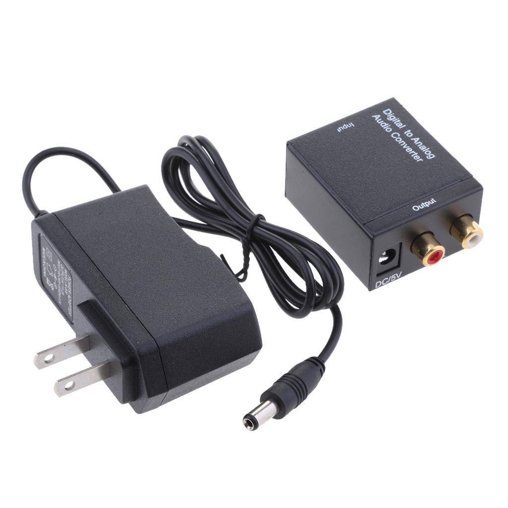 Digital Optical Coax to Analog RCA Audio Converter Adapter with US Plug