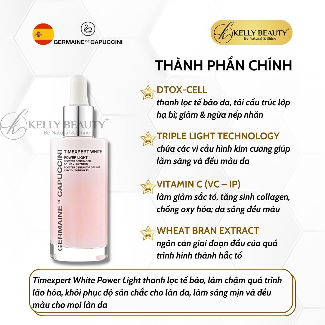 Tinh Chất Dưỡng Sáng Da Germaine TIMEXPERT WHITE Power Light - Thanh Lọc, Săn Chắc, Đàn Hồi Da | Kelly Beauty