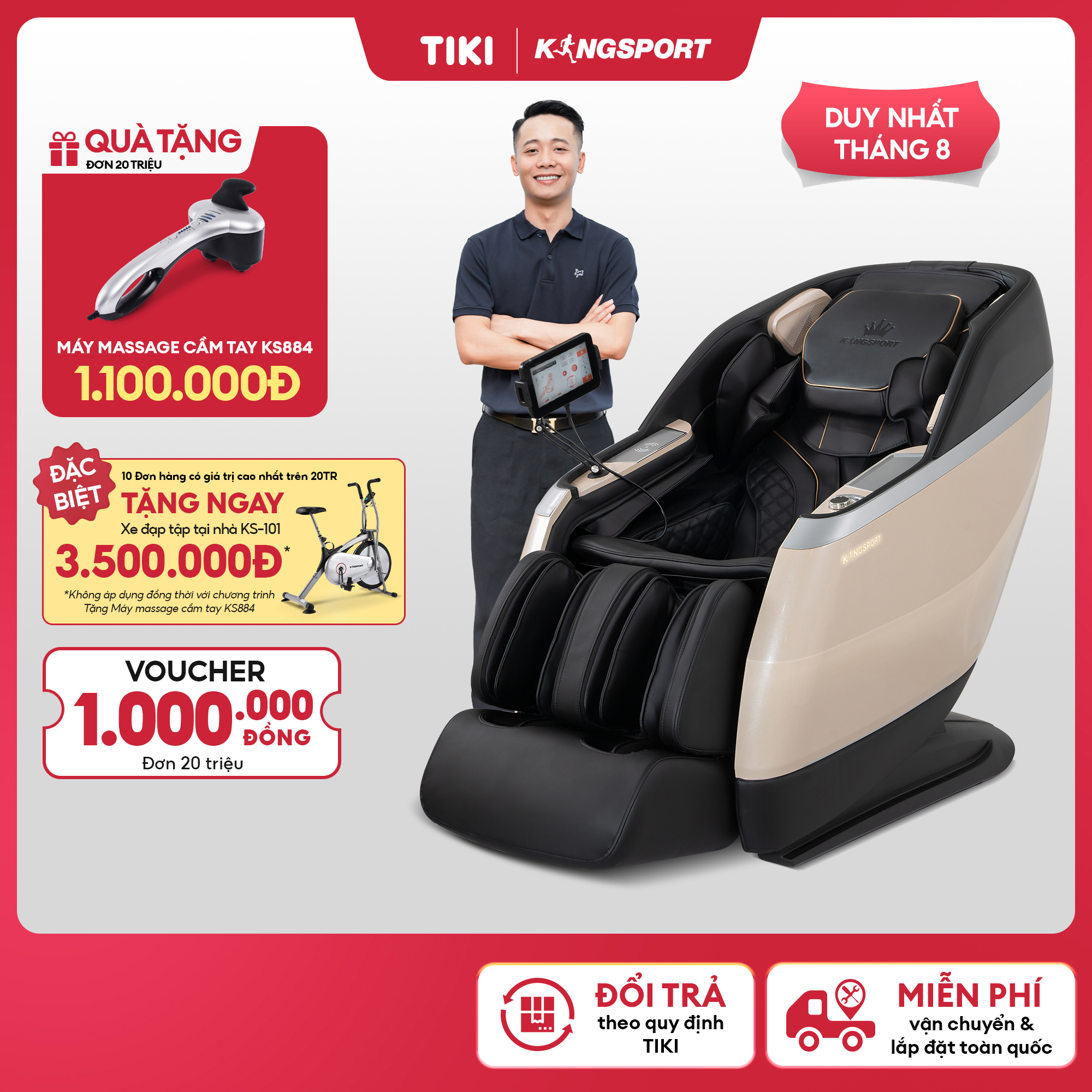 CHỈ GIAO MIỀN BẮC | Ghế massage KINGSPORT CLASSIC G93 Hệ thống con lăn 3D, 30 chương trình massage tự động