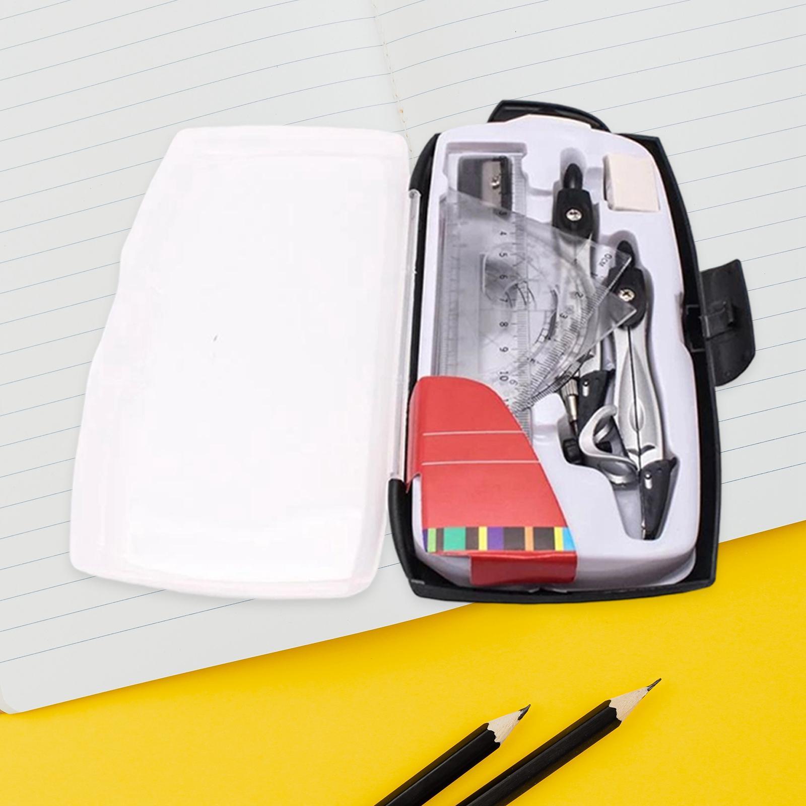 Math Geometry Kit Protractor Compass with Storage Case for School Teachers