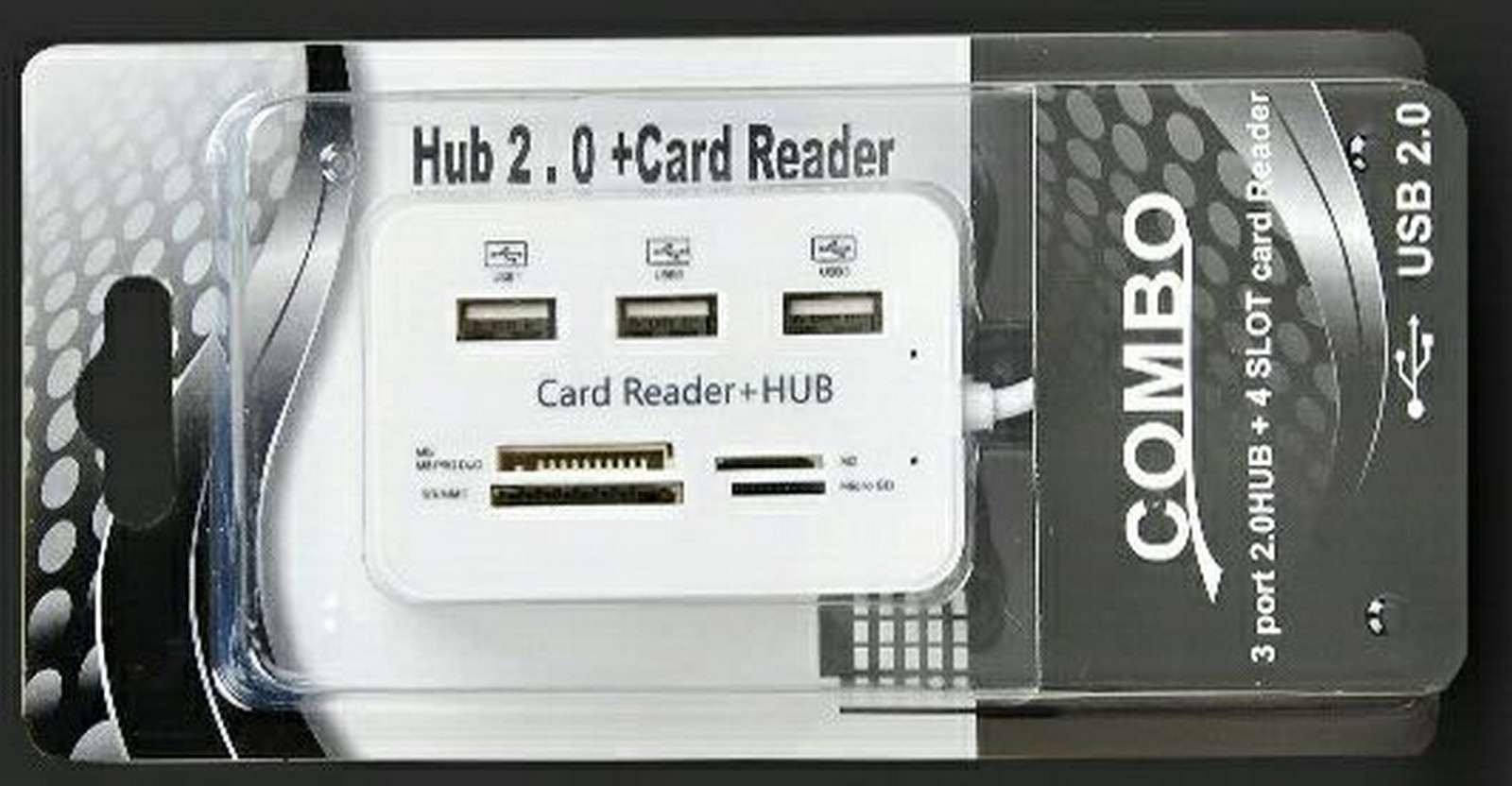 USB HUB 2.0 3 cổng kiêm đầu đọc thẻ nhớ đa năng hàng cao cấp có hộp - Hàng nhập khẩu