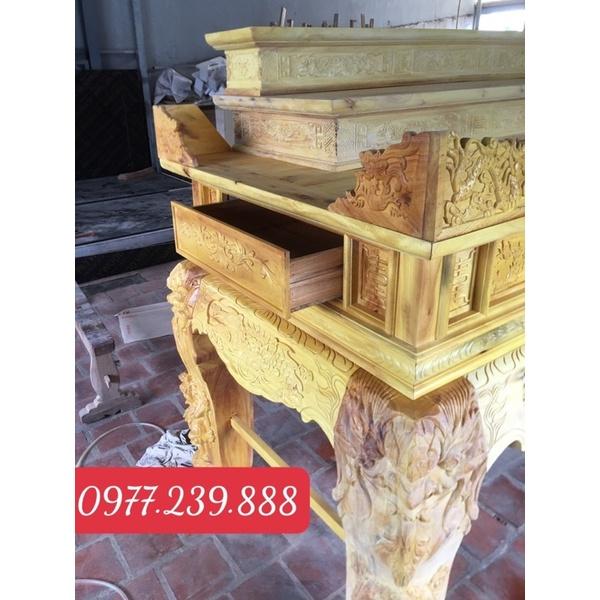 Sập thờ tam cấp bằng gỗ mít ta chân 18cm