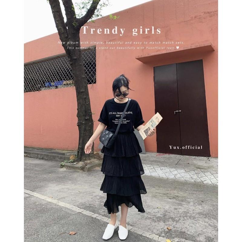 Chân váy 4 tầng vintage phong cách Hàn