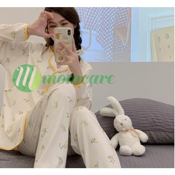 BỘ MẶC BẦU SAU SINH DÀI TAY PIJAMA Rabbit chất mềm mịn, mặc xuân hè cực thích