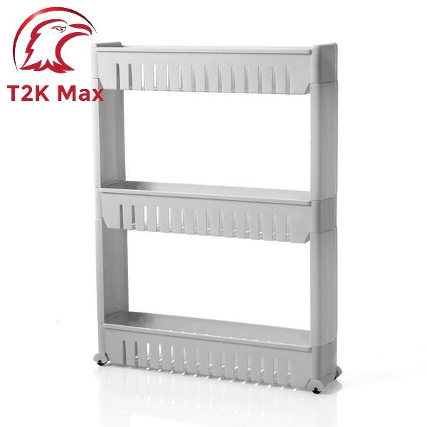 Kệ để đồ 3 tầng đa năng thông minh có 4 bánh xe tiện lợi - kệ để gia vị , để đồ nhà tắm - T2K Max