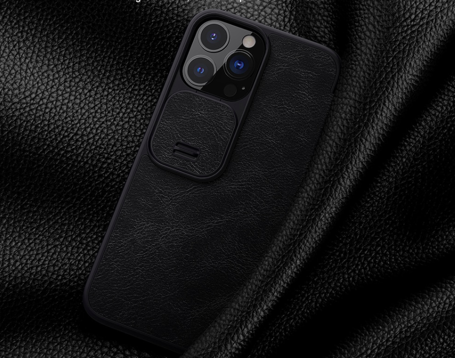 Bao da dành cho iPhone 13/ 13 Pro/ 13 Pro Max hàng chính hãng Nillkin QIN có nắp trượt bảo vệ camera - Hàng nhập khẩu