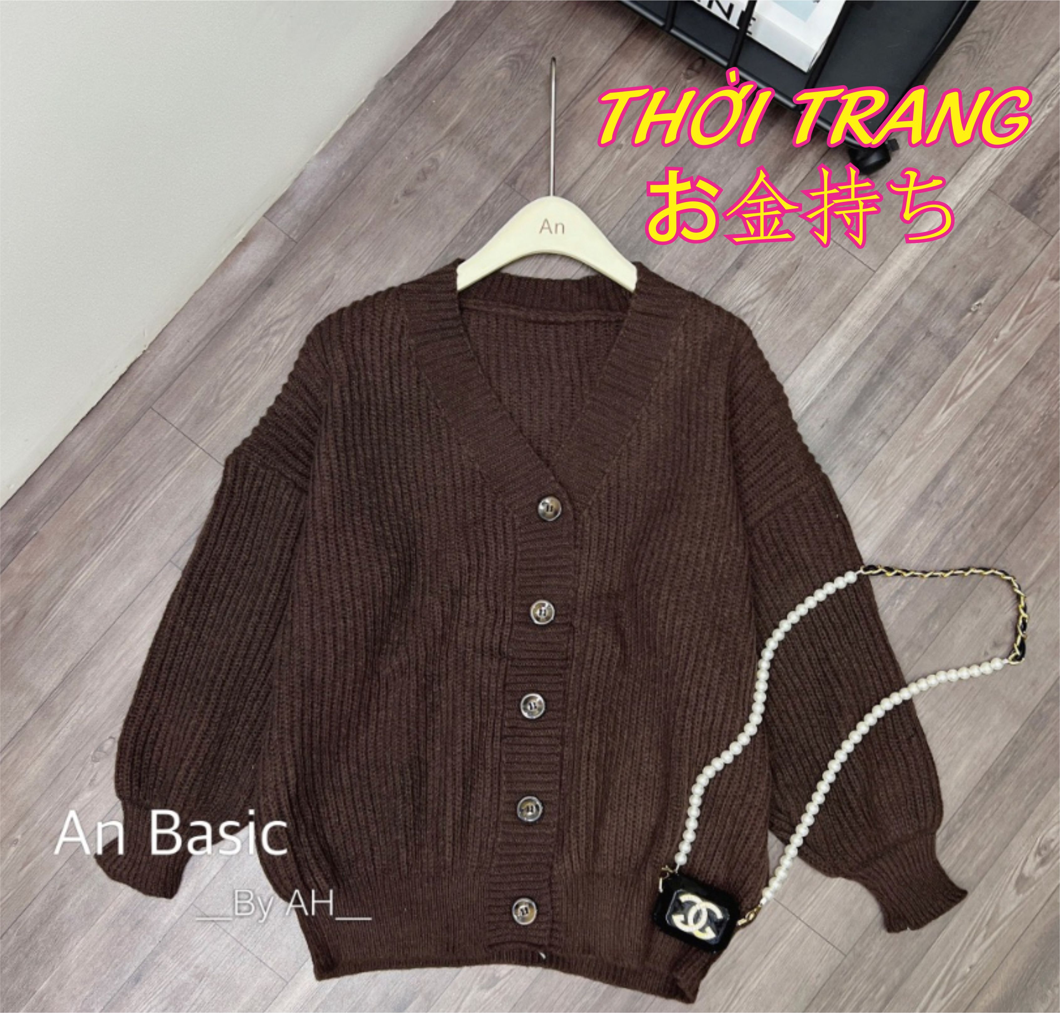 SẴN Áo khoác len cổ V cardigan có khuy 2 túi trước oversize trùm mông ulzzang thu đông 171