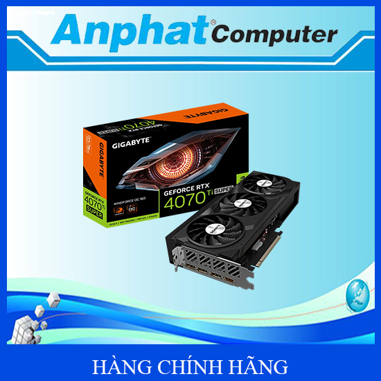 Card màn hình VGA Gigabyte GeForce RTX 4070 Ti Super Windforce OC 16G (N407TSWF3OC-16GD) - Hàng Chính Hãng