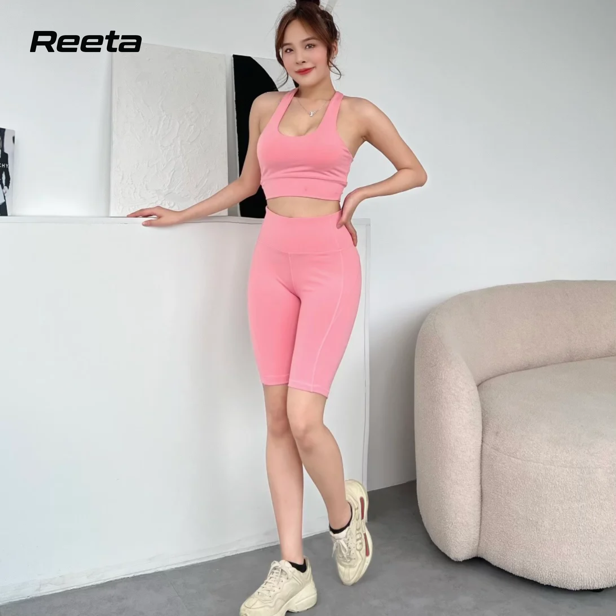 Set bộ quần áo tập gym nữ REETA bao gồm Bra + Quần Lững cực kỳ tôn dáng cho bạn tự tin tập luyện - A1761