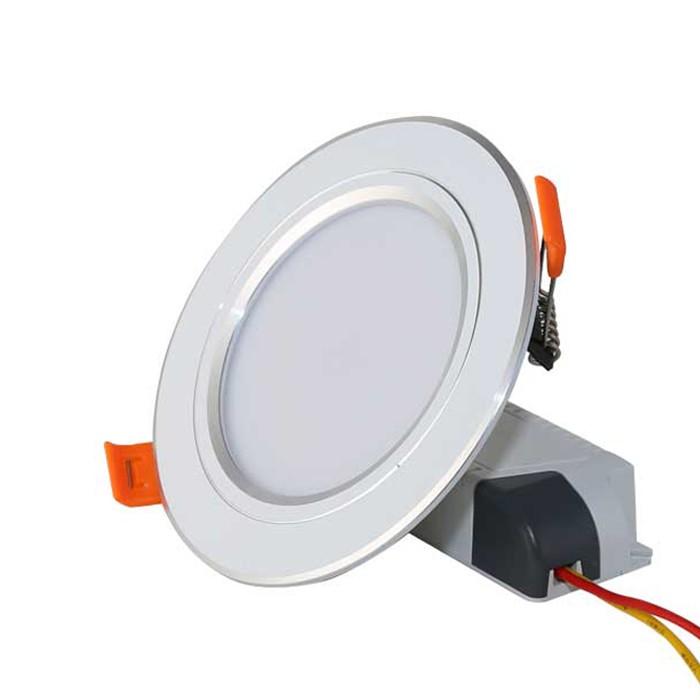 Đèn LED âm trần đổi 3 màu 9W Rạng Đông, khoét lỗ 110, vỏ nhôm đúc - (Viền bạc/ viền bạc)