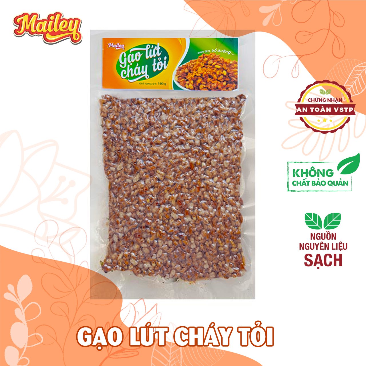 Gạo lứt cháy tỏi ăn liền MAILEY gói 100G