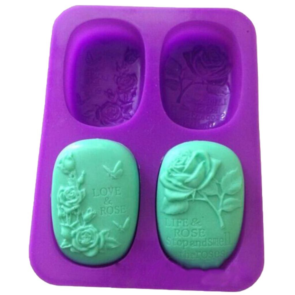 4 Cavities Silicone Soap Molds DIY Cake Chocolate Pudding Baking Soap Moulds