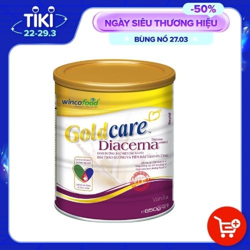 Sữa Bột Wincofood Goldcare Diacerna 850g: dinh dưỡng đặc biệt dành cho người đái tháo đường và tiền đái tháo đường giúp ổn định đường huyết.