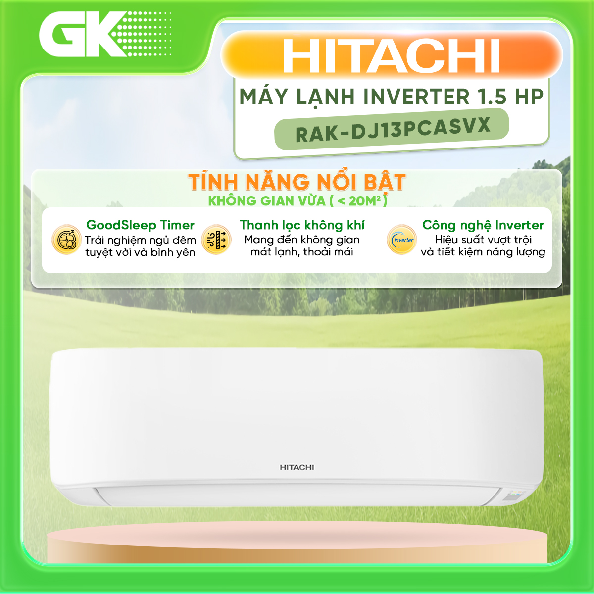 Máy lạnh Hitachi Inverter 1.5 HP RAK.DJ13PCASVX - Hàng chính hãng