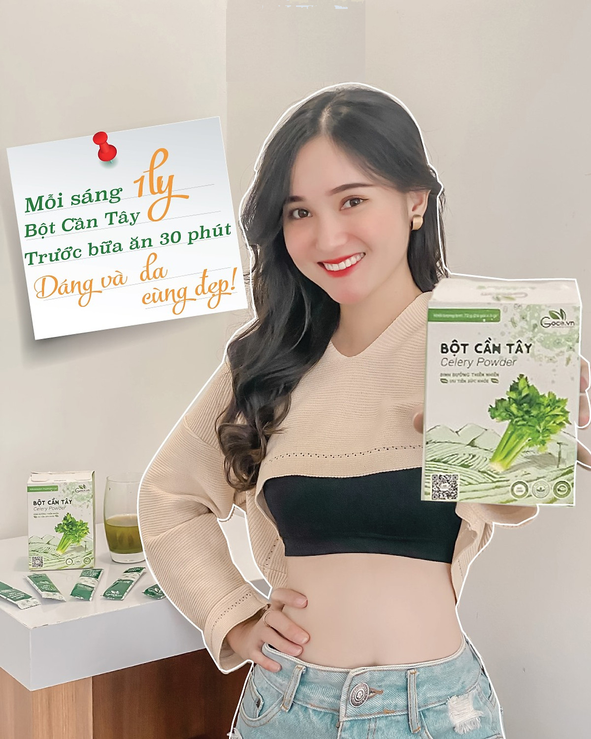 Bột Cần Tây Nguyên Chất Goce - Hộp 72g (24 gói tiện lợi)