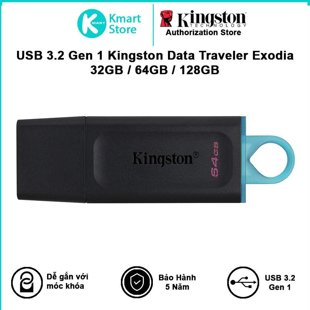 USB Kingston 64GB DataTraveler Exodia - Hàng chính hãng
