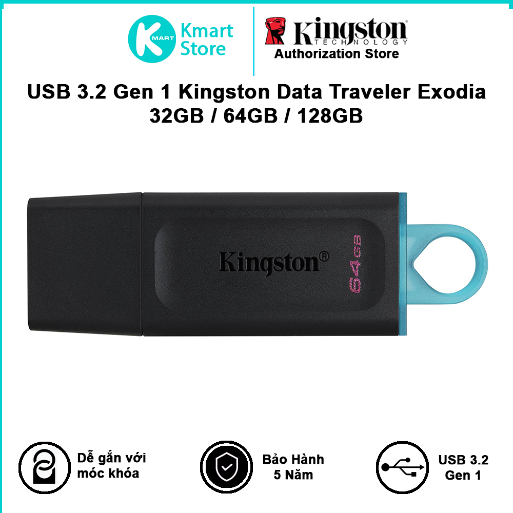 USB Kingston 64GB DataTraveler Exodia(DTX/64GB) - Hàng chính hãng