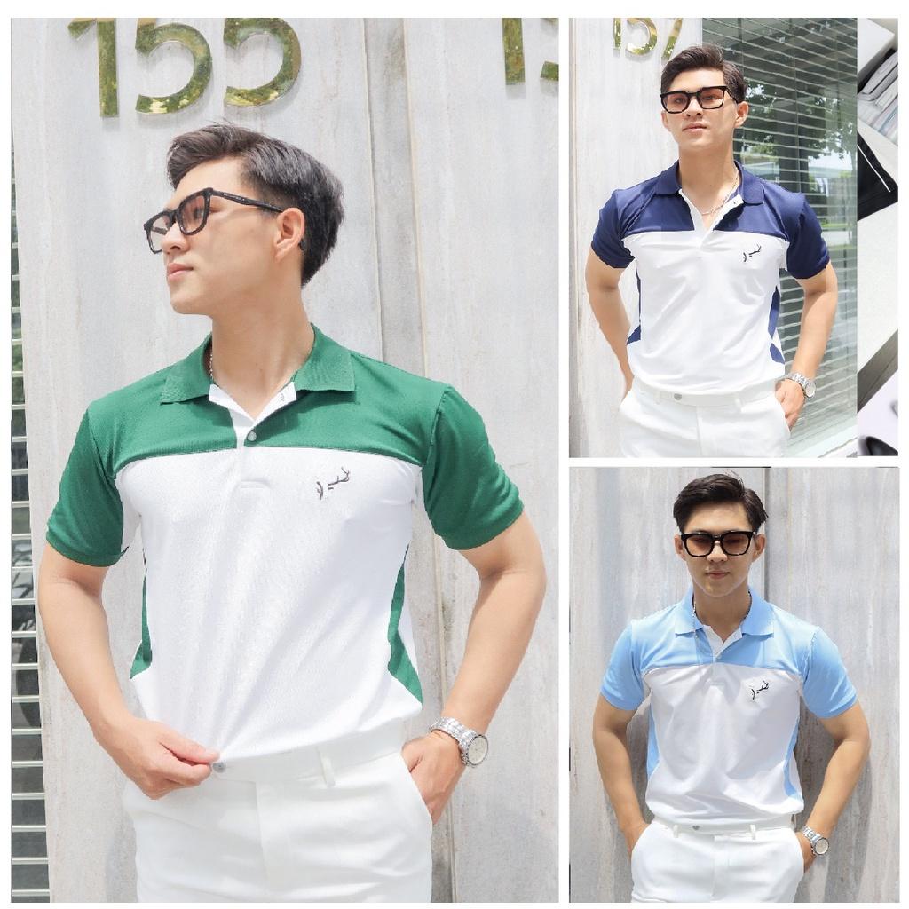 Áo thun nam POLO trơn vải cá sấu vải cotton phối màu cao cấp ngắn tay cực sang trọng