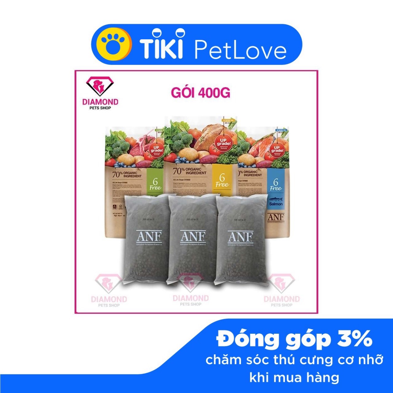 ANF - Thức ăn hạt hữu cơ CHO CHÓ 400g/gói