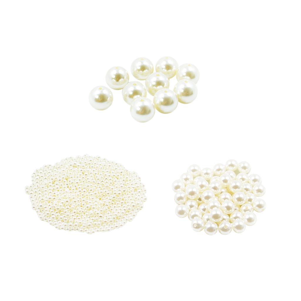 Round Plastic Pearl Spacer Loose Beads for DIY Craft Beige 1000 Pieces 3mm