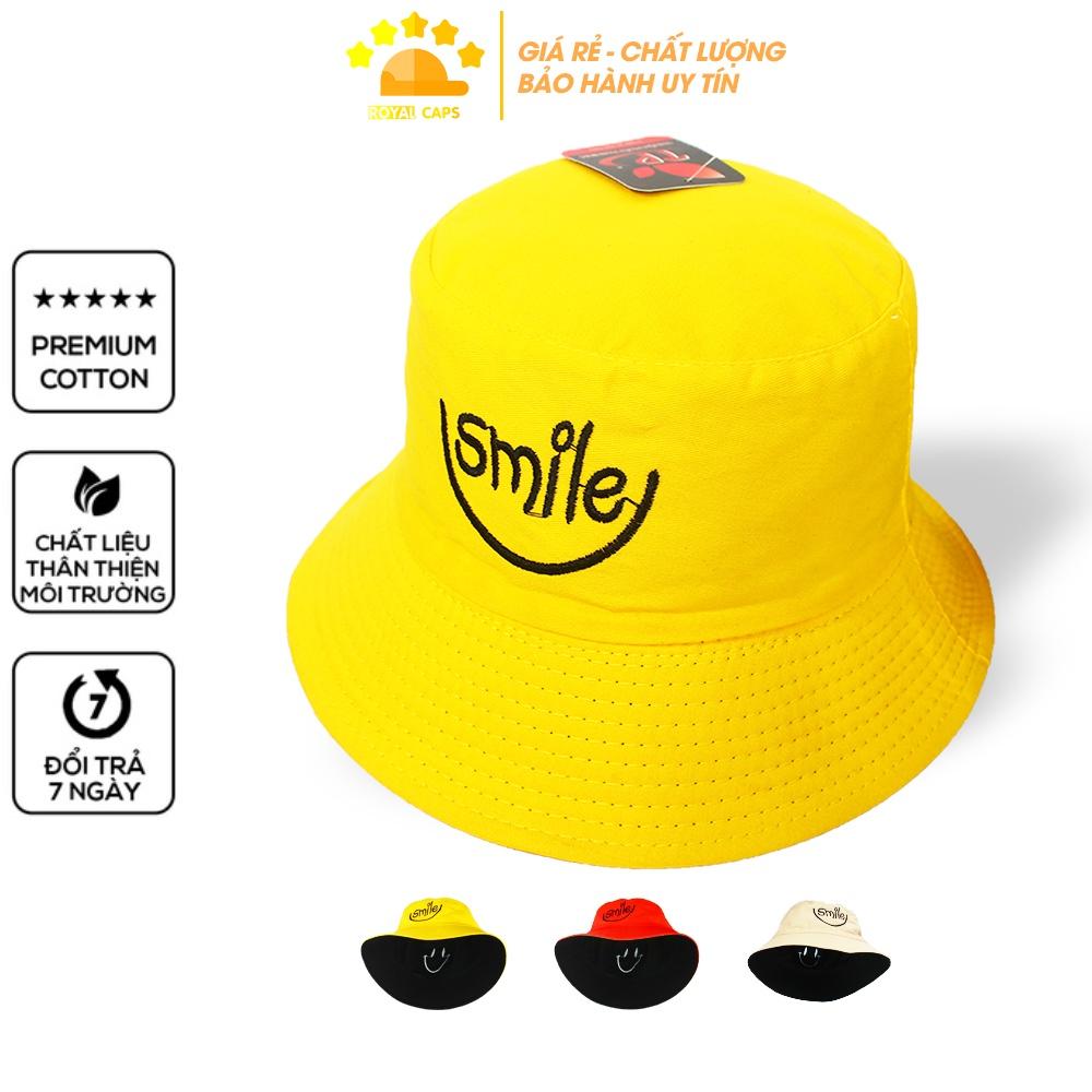 Mũ Bucket Nón Bucket Tai Bèo Nam Nữ 2 Mặt Smile Vải Kaki Unisex