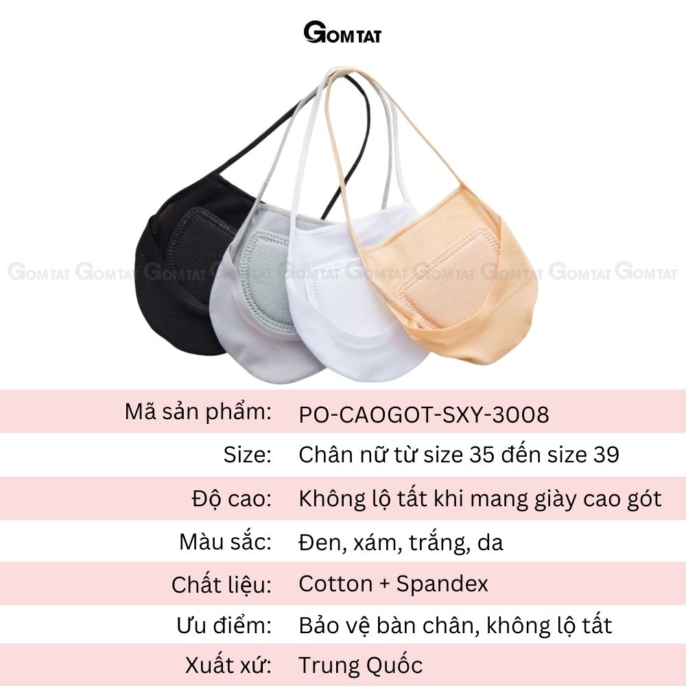 Tất vớ đi giày cao gót nữ GOMTAT, chất liệu cotton cao cấp, mềm mại, êm chân - PO-CAOGOT-SXY-3008-1DOI