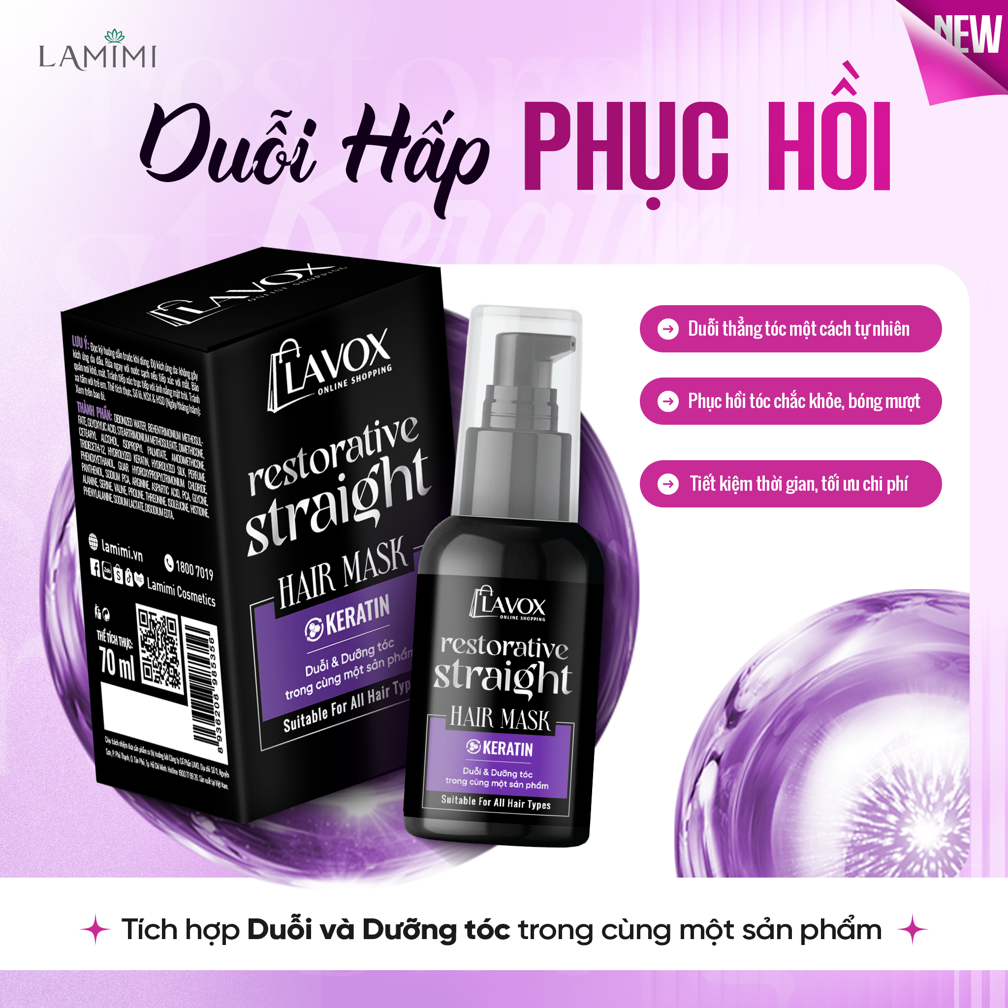 Duỗi Hấp Phục Hồi Keratin Lavox Online Shopping