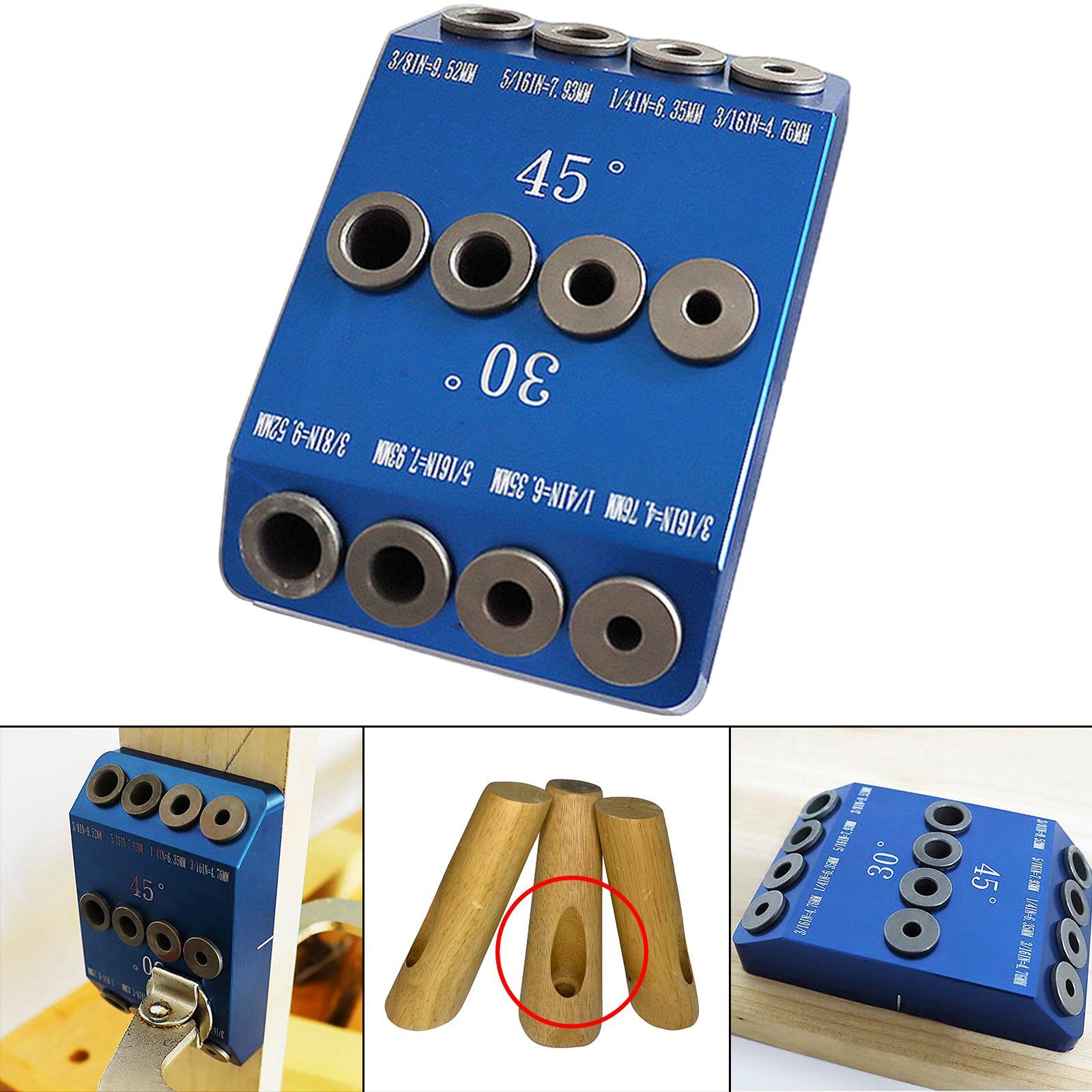 30/45/90 Degree Angle Oblique Pocket Hole Jig British Drill Guide Dowel Jig Kit Wood Drill Locator for Wood Jointing