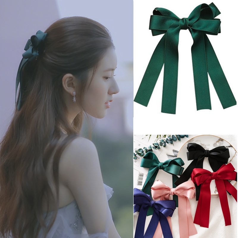 Kẹp tóc tiểu thư nơ dài xinh xắn cho nữ