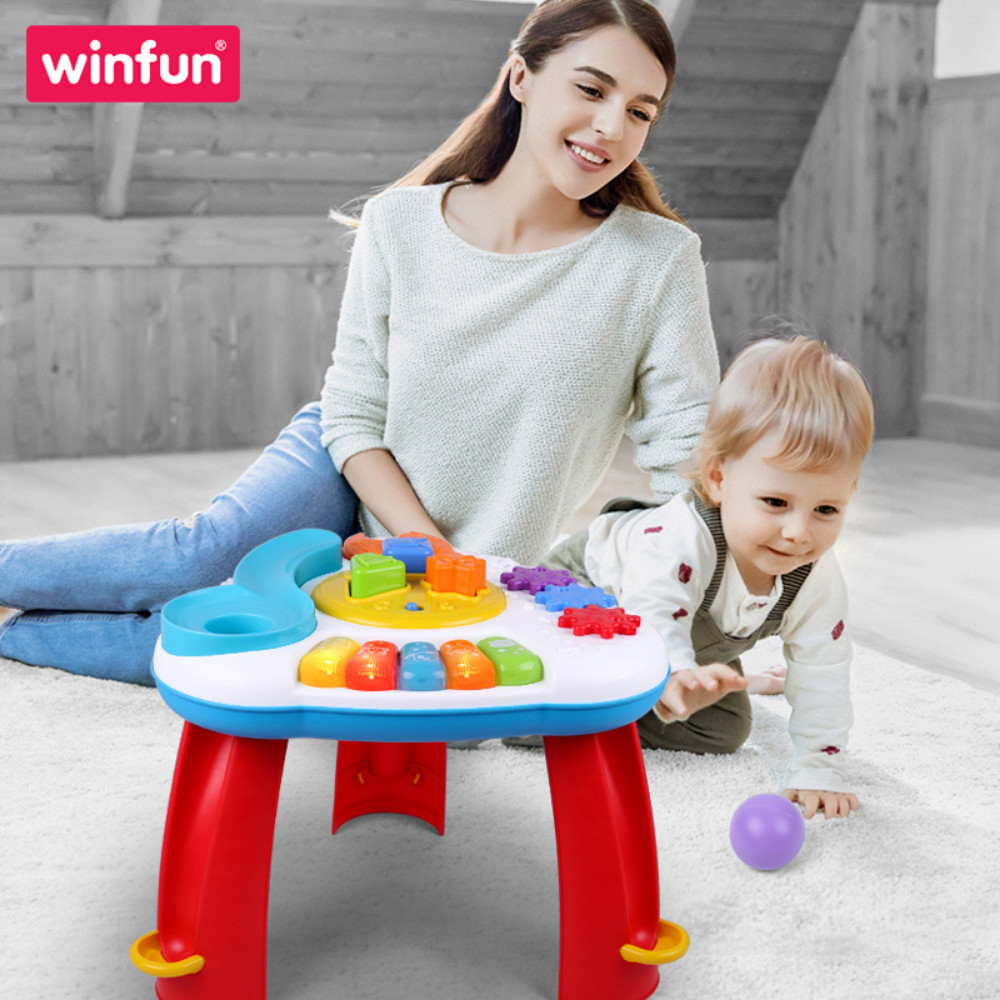 Đồ chơi Bàn nhạc tập đứng cho bé kiêm đập bóng vui nhộn, thả hình khối luyện tư duy có đèn nhạc Winfun 0812