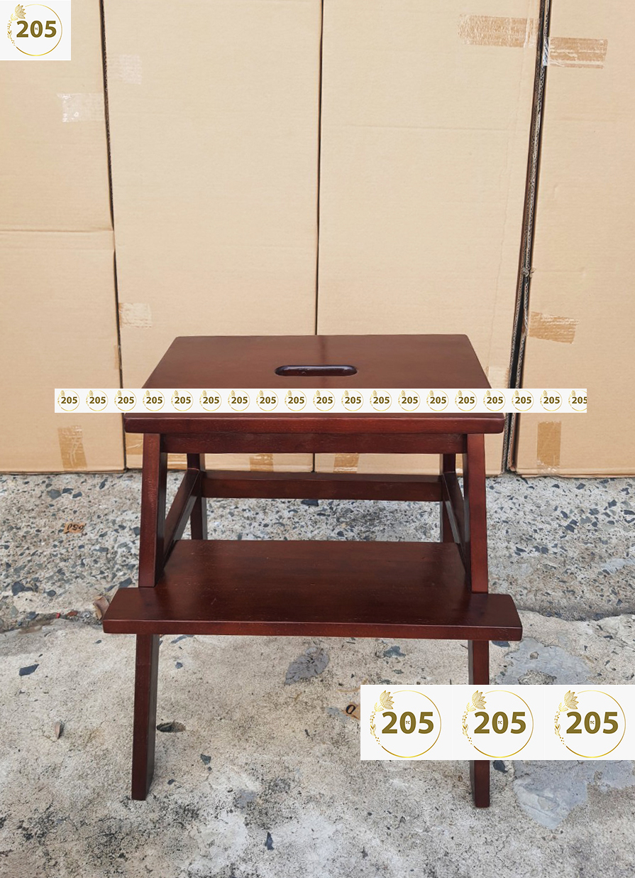 Ghế bậc thang 2 tầng bằng gỗ cao su 100% MÀU VÀNG - 205 TC WOODEN STOOL