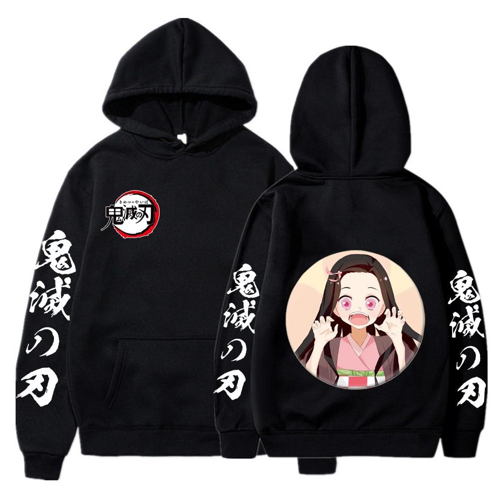 Áo Hoodie Đen Trắng Anime Demon Slayer Nezuko Kimetsu No Yaiba Dễ Thương