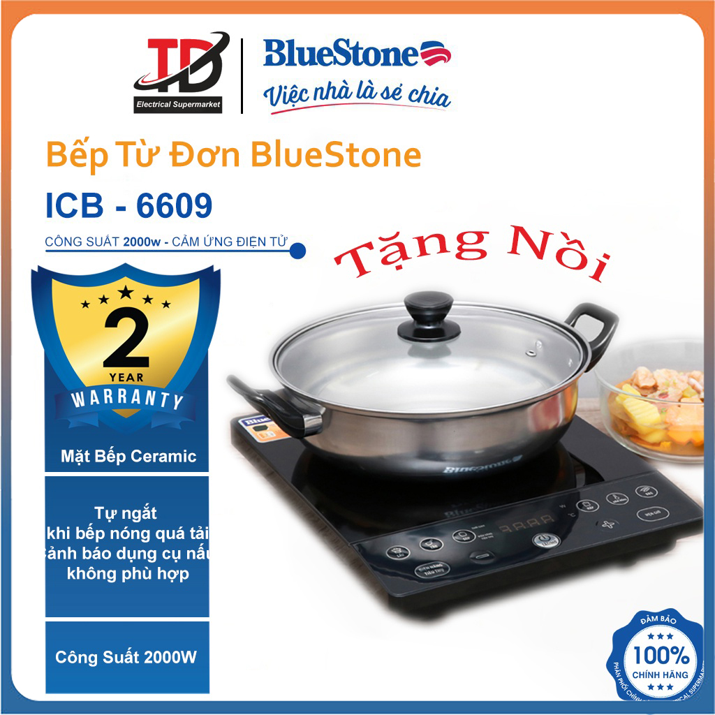 Bếp từ Bluestone ICB-6609 , Công Suất 2000W , Mặt Kính Ceramic , Hàng chính hãng