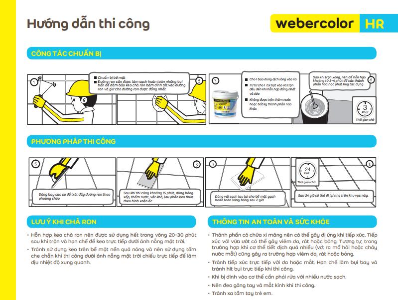 Keo chà ron / chít mạch  2 thành phần gốc xi măng chuyên dùng cho HỒ BƠI, PHÒNG XÔNG HƠI- Weber.color -HR (màu trắng)