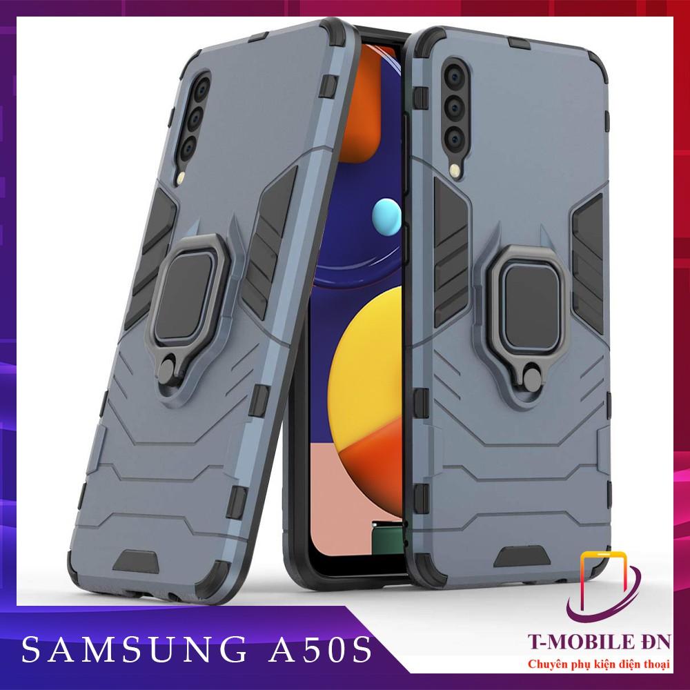 Ốp lưng cho Samsung A50s iron - man chống sốc kèm nhẫn xoay chống xem video bảo vệ camera