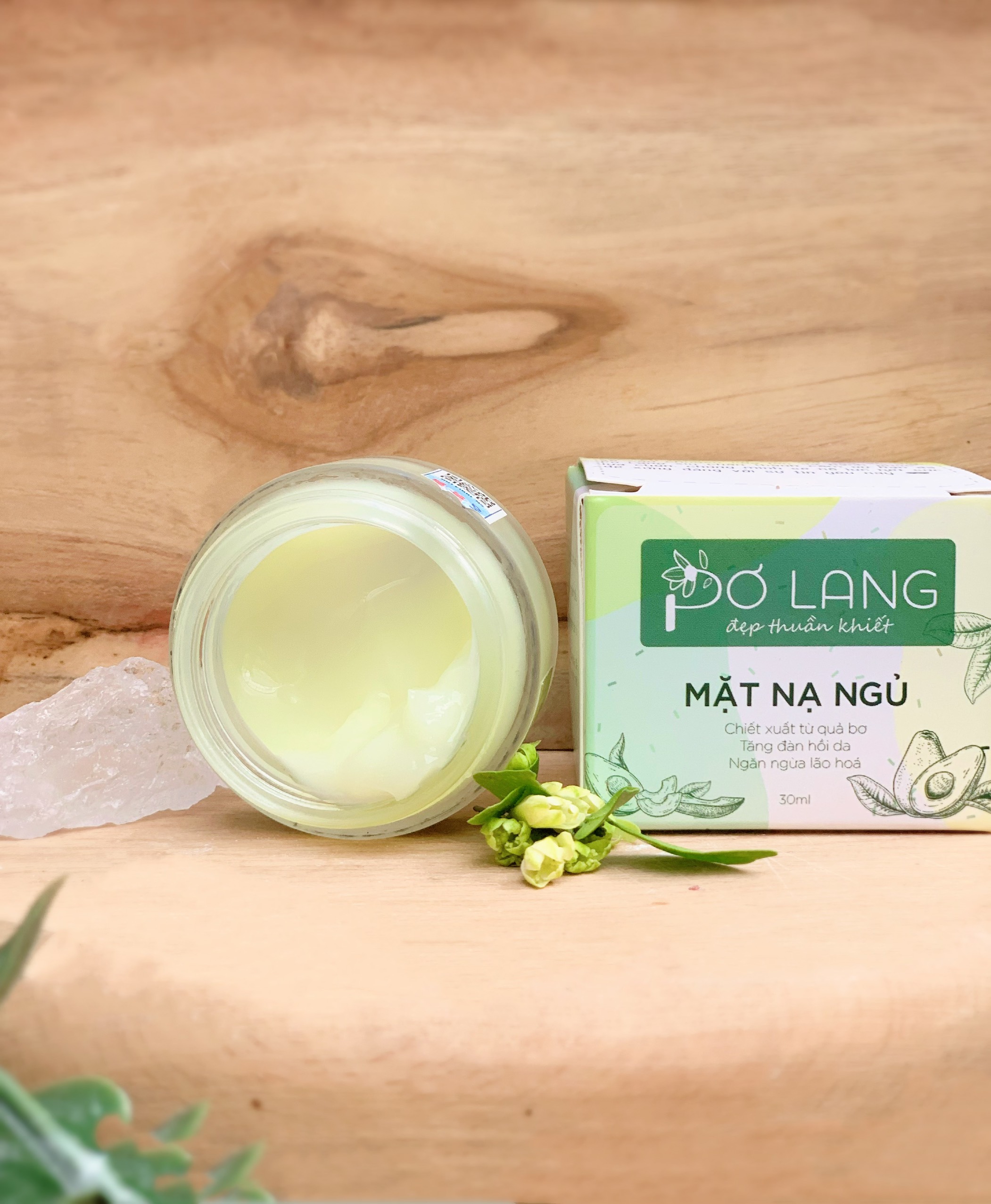 Mặt nạ ngủ từ quả bơ cấp ẩm tăng đàn hồi giảm lão hóa da Pơ Lang 30g