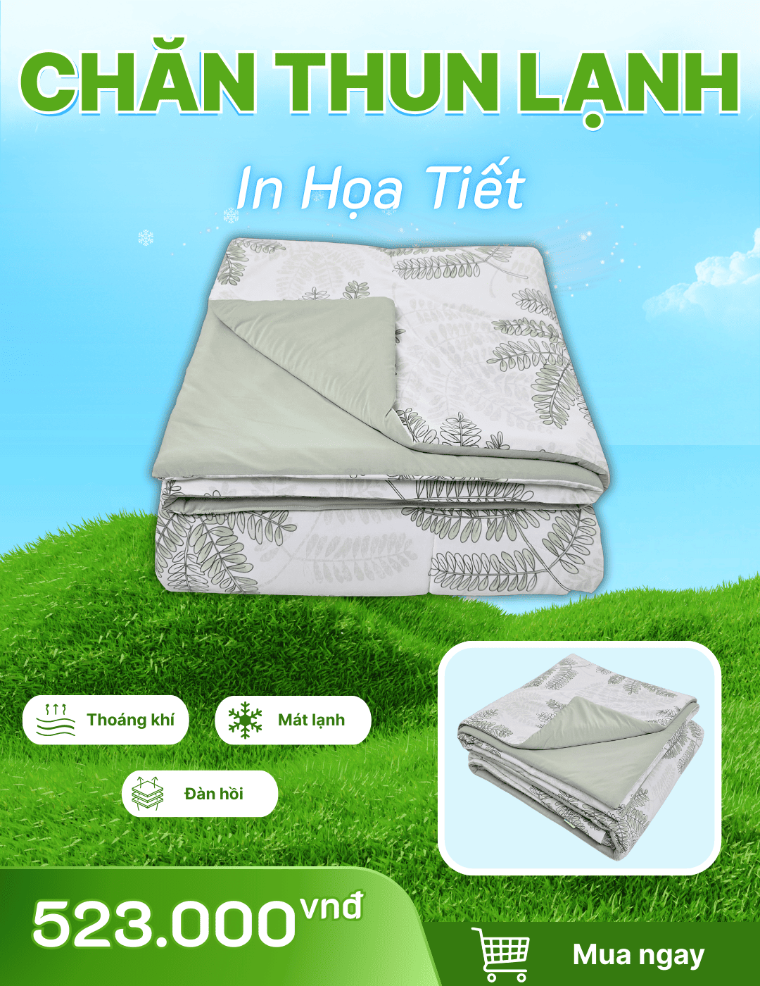 Chăn chần Thun Lạnh 180x200 in Họa Tiết