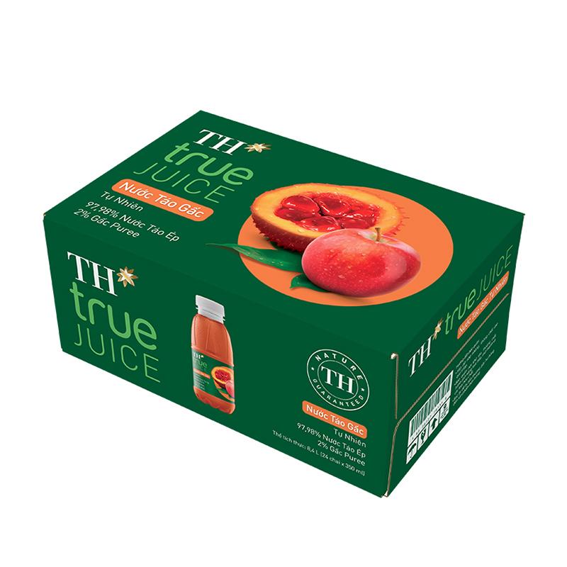 Thùng nước táo gấc tự nhiên TH true JUICE 350 ml x 24 chai