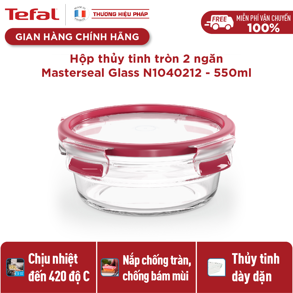 Hộp bảo quản thực phẩm thủy tinh Tefal Masterseal Glass 550ml - Hàng chính hãng