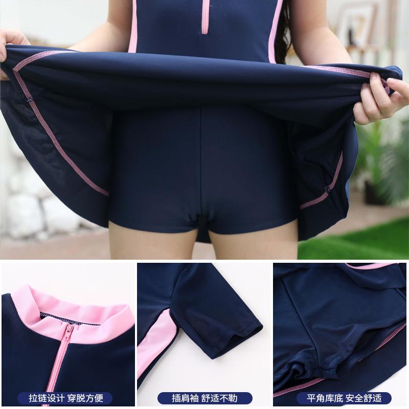 Đồ bơi cho bé gái 1 mảnh dài tay chân váy đủ size từ 20kg đến 45kg TE005