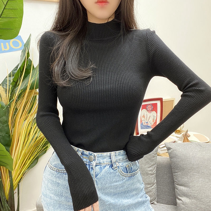 Áo len cổ cao 3 phân tay dài thời trang nữ