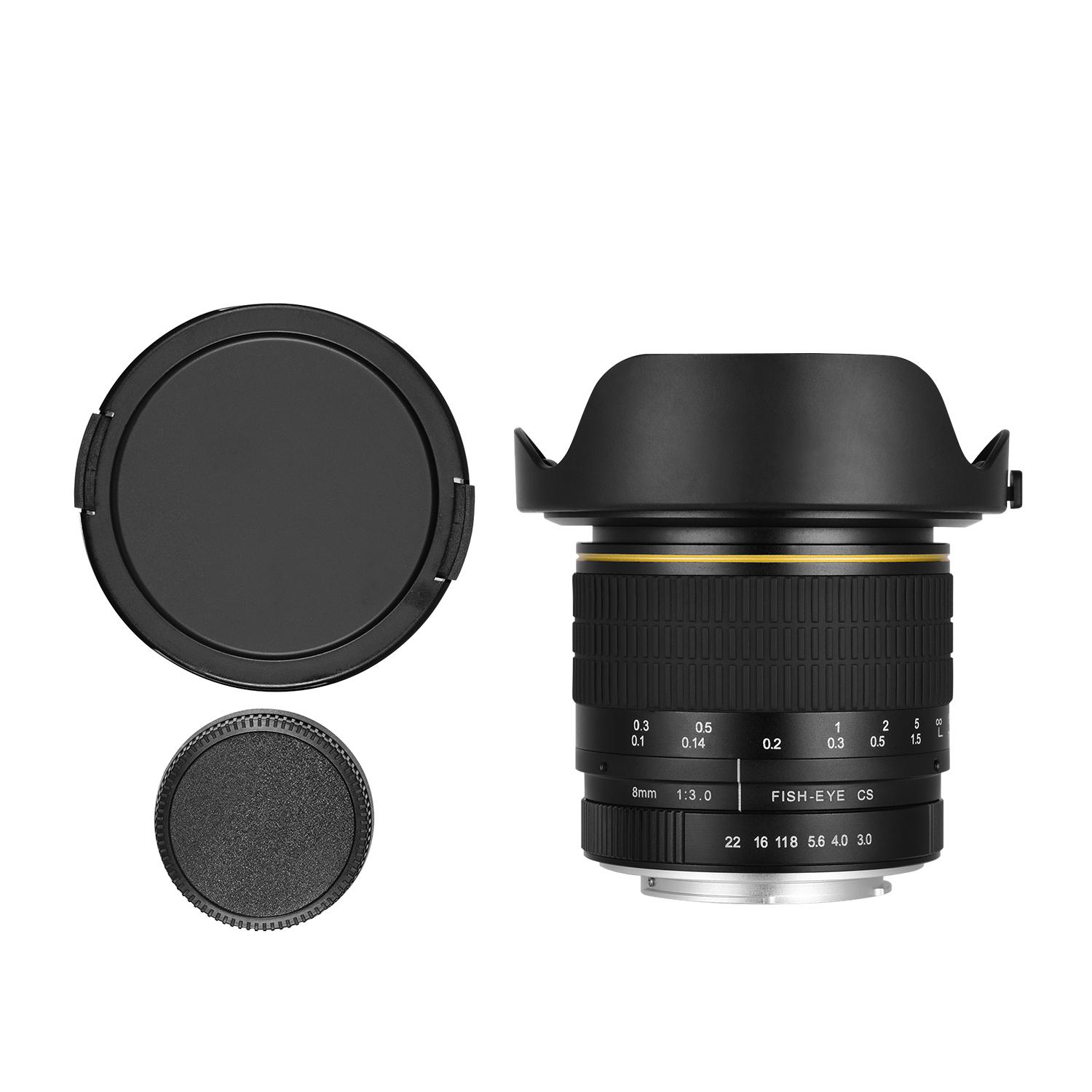 8mm f3.0 Fisheye Lens APS-C Manual Focus Ultra Wide Angle for APS-C Compatible with Canon Camera