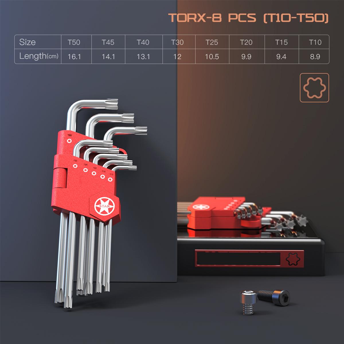 Allen Wrench Set 35 Piece Hex Key Set Metric Allen Key Set S2 Steel And CRV SAE 3/64-3/8 inch / MM 1.5-10mm / TORX T10-T50, Long Arm Ball End Allen Wrenches Sets Bonus Free Strength Helping T-Handle