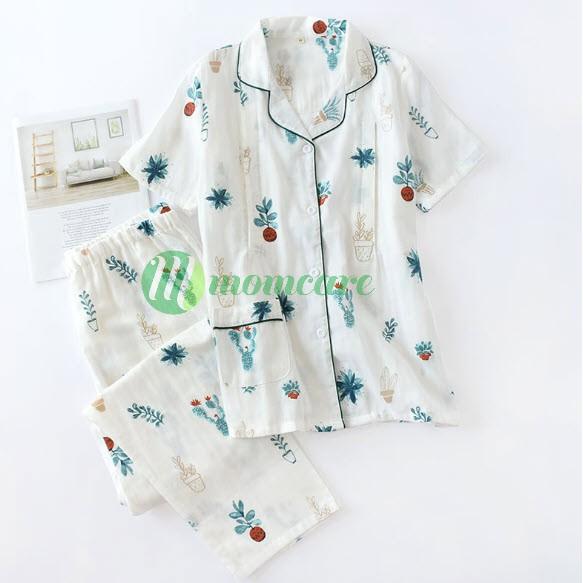 Bộ đồ bầu, sau sinh cho con bú ti - Pijama thô đũi cực mát