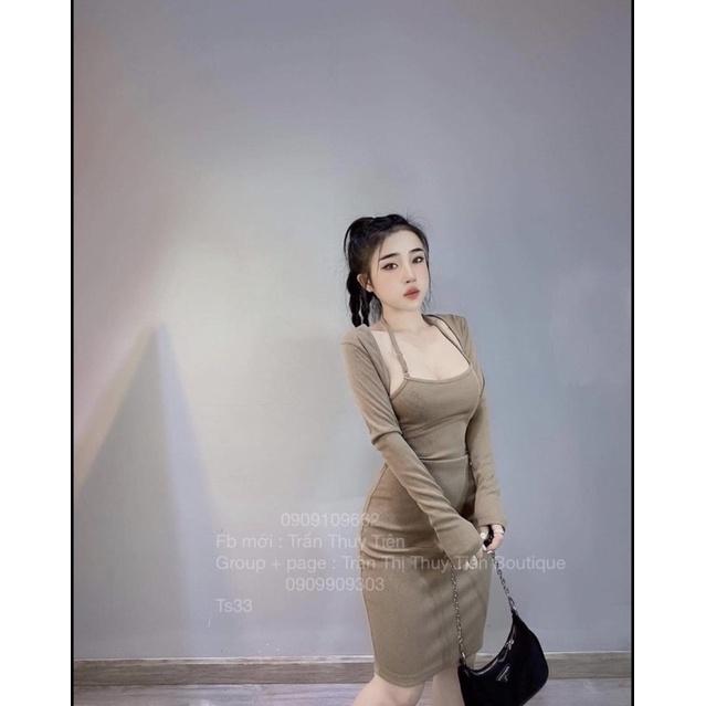 Set đầm áo khoác(len gân)-Carotshop
